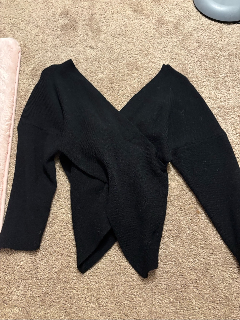 SHEIN Black Wrap V-Neck Knit Sweater
